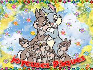 Gif animé joyeuses Pâques famille de lapins